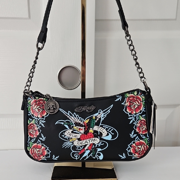 Ed Hardy NWT "TRUE UNTIL DEATH" Shoulder/Crossbody Bag - Picture 1 of 6